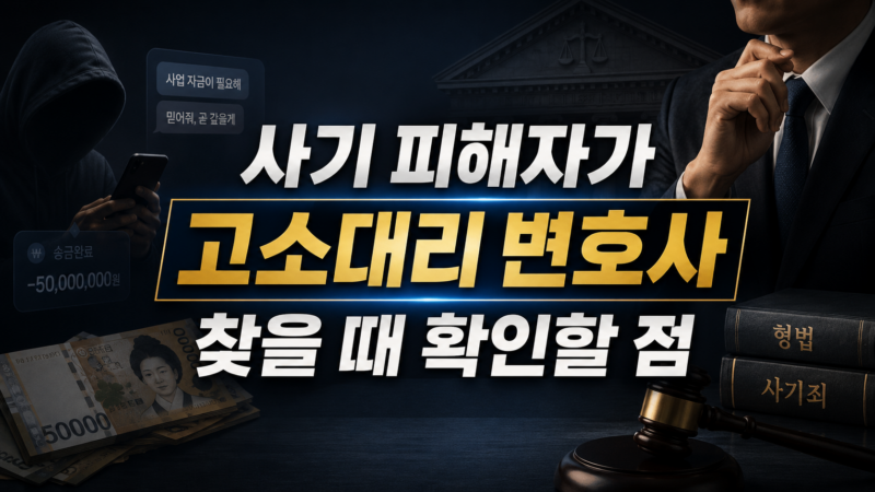 사기 피해자가 고소대리 변호사를 찾을 때 확인할 점