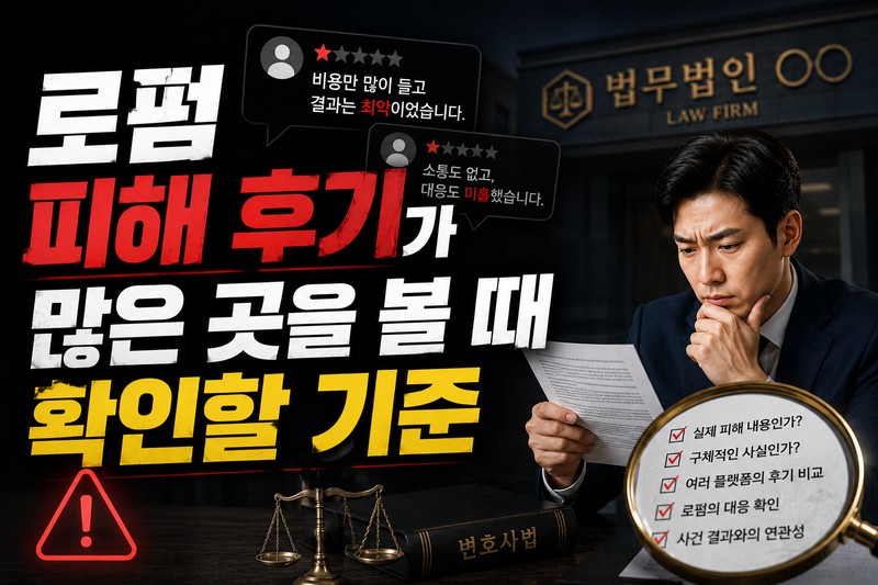 로펌 피해 후기가 많은 곳을 볼 때 확인할 기준