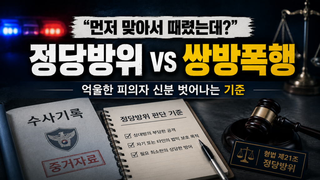 먼저 맞아서 때렸는데?" 정당방위 대신 '쌍방폭행' 되는 기준