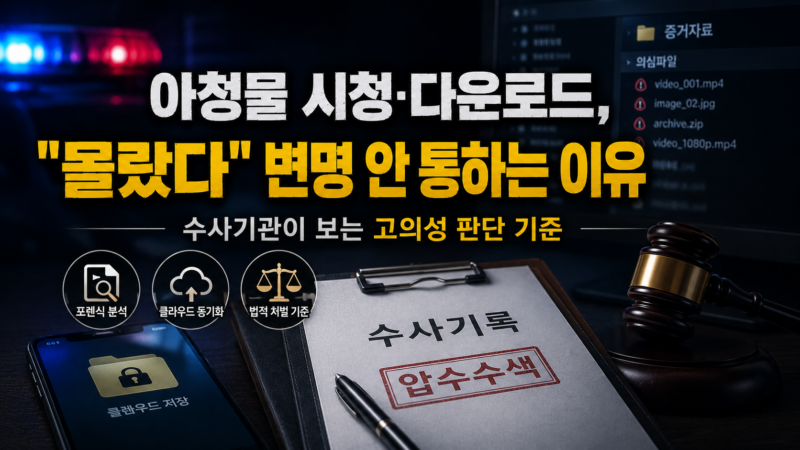 아청물 시청·다운로드, "몰랐다" 변명 안 통하는 이유