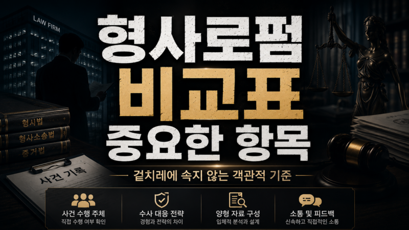 형사로펌 비교표를 볼 때 중요한 항목