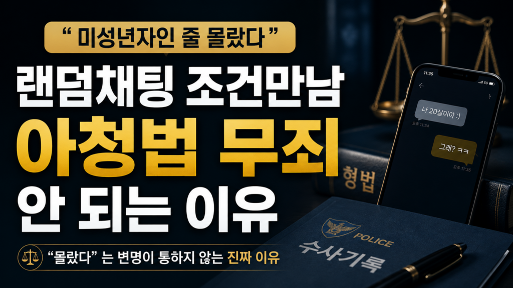 랜덤채팅 조건만남, "미성년자인 줄 몰랐다"는 변명이 아청법 무죄가 안 되는 이유