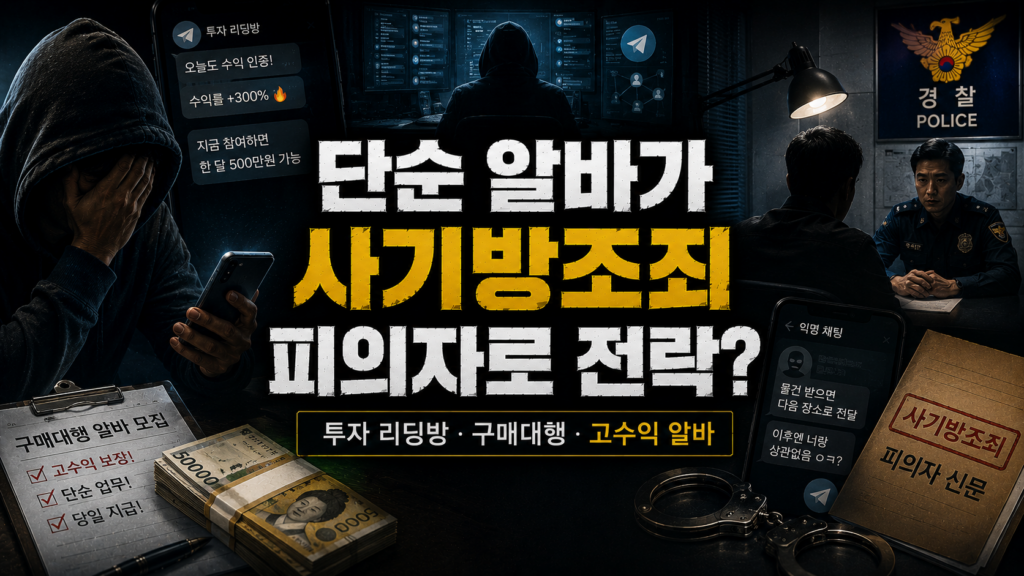 투자 리딩방 단순 알바, 피해자에서 '사기방조죄' 피의자로 전락하는 결정적 순간