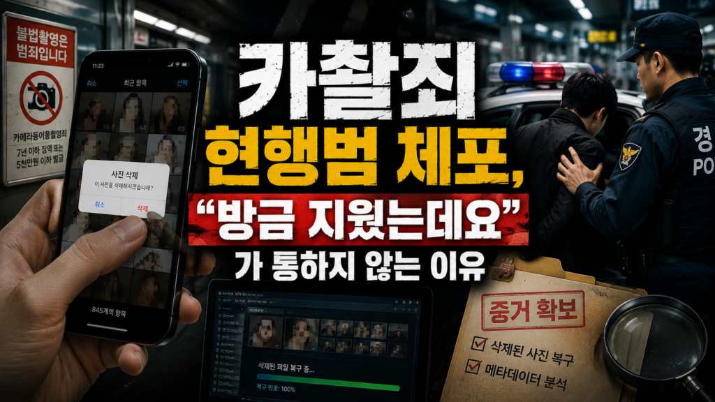 카촬죄 현행범 체포, "방금 지웠는데요"가 통하지 않는 이유