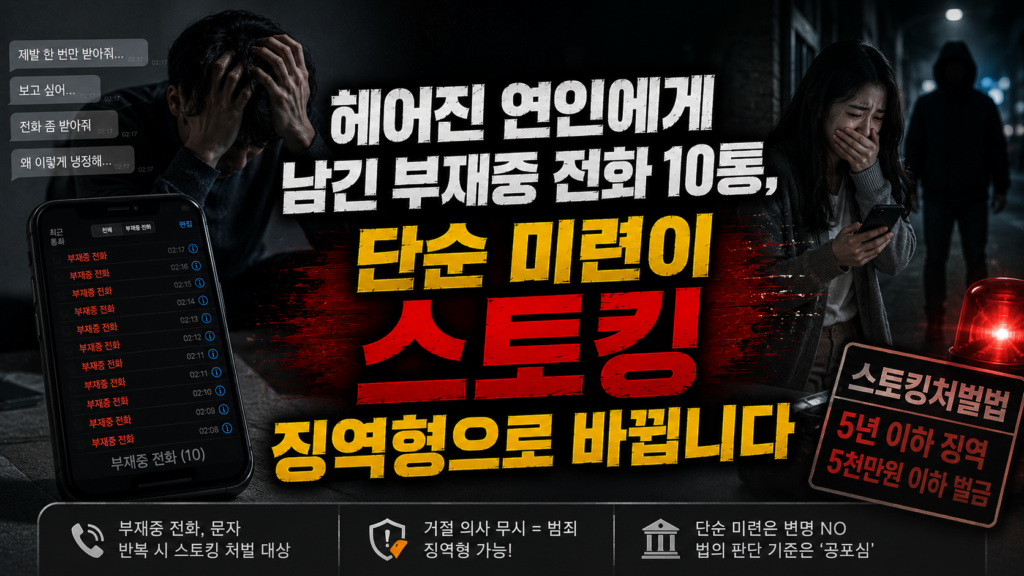 헤어진 연인에게 남긴 부재중 전화 10통, 단순 미련이 '스토킹' 징역형으로 바뀌는 기준